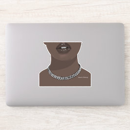Schwarze Frau Ästhetik mit Silber (Schmuck) Grillz Aufkleber