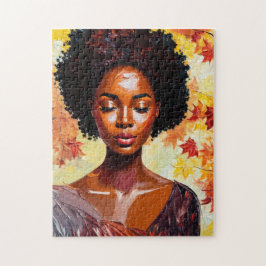 Schwarze Frau Autumn Afro Art