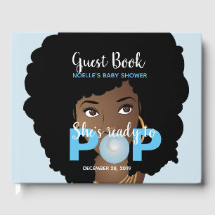 Schwarze Frau, Bereit zum Pop, Bubblegum, Blau Gästebuch