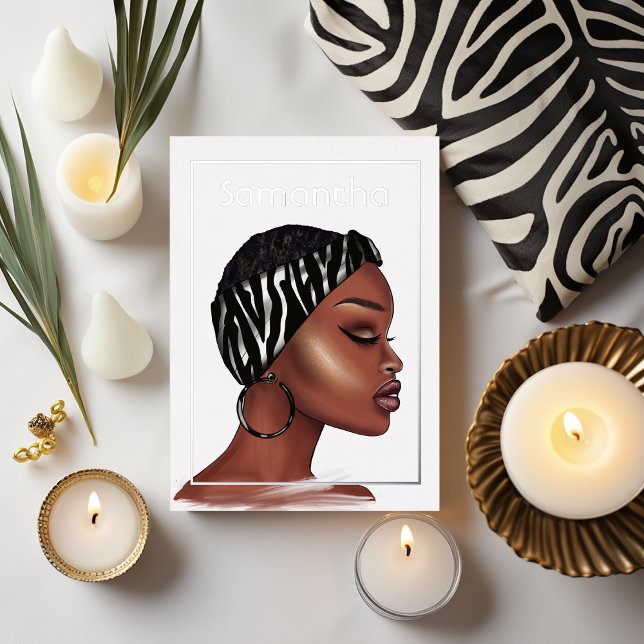 Schwarze Frau Birthday Party Foil Einladung (African Woman)