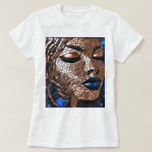 Schwarze Frau Blaues Kupfer-Mosaik-T-Shirt  T-Shirt