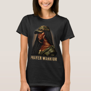 Schwarze Frau Gebetskriegerin Camo Christlicher Gl T-Shirt