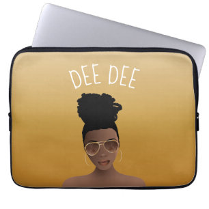 Schwarze Frau, Gold Shades & High Bun, Gelbes Gold Laptopschutzhülle