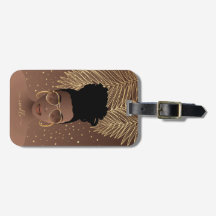 Schwarze Frau, Gold-Shades & Palm-Blätter, braun
