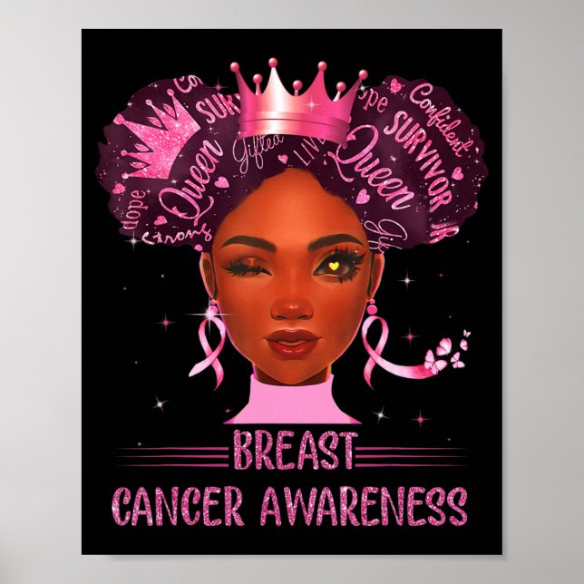 Schwarze Frau im Oktober tragen wir rosa Brustkreb Poster (Vorne)
