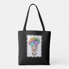 Schwarze Frau in einem farbenfrohen Turban Tasche