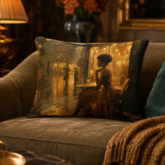 Schwarze Frau in Paris 16x12 Akzentkissen Dekokissen
