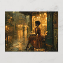 Schwarze Frau in Paris Kunstpostkarte