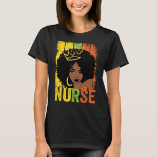Schwarze Frau Krankenschwester Afro Melanin Vintag T-Shirt