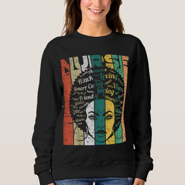 Schwarze Frau Krankenschwester Afro Retro Coole Sc Sweatshirt (Vorderseite)