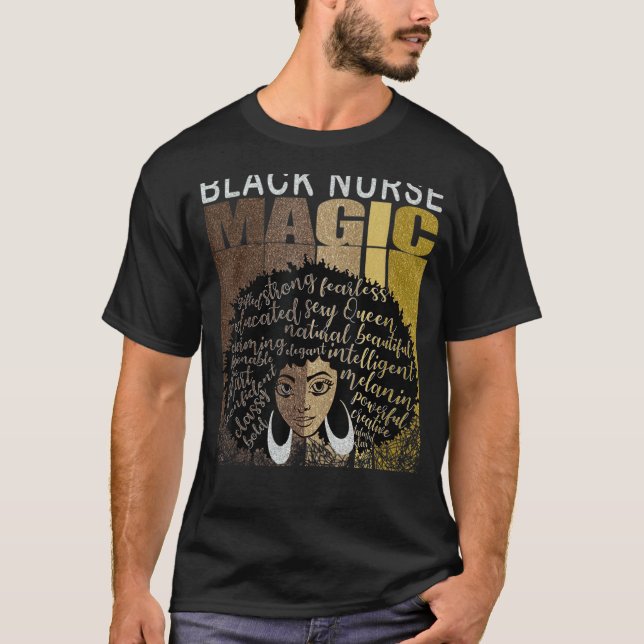 Schwarze Frau Krankenschwester Afro Retro Coole Sc T-Shirt (Vorderseite)