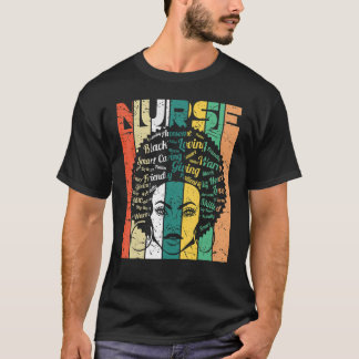 Schwarze Frau Krankenschwester Afro Retro Coole Sc T-Shirt