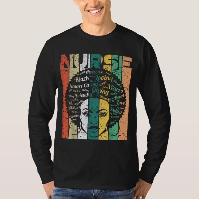 Schwarze Frau Krankenschwester Afro Retro Coole Sc T-Shirt (Vorderseite)