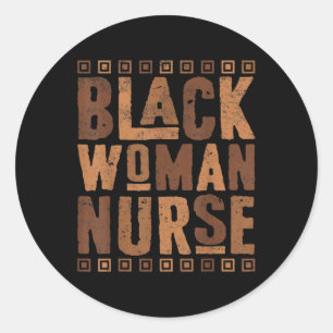 Schwarze Frau Krankenschwester Melanin Afrikanisch Runder Aufkleber