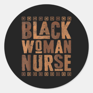Schwarze Frau Krankenschwester Melanin Afrikanisch Runder Aufkleber