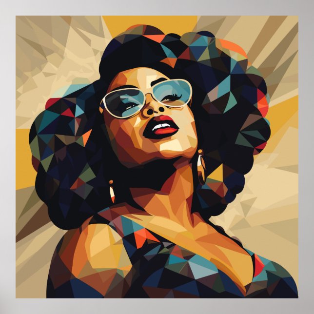 Schwarze Frau: Kubistische Kunst Poster (Vorne)