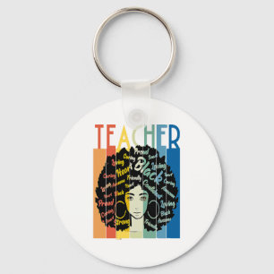Schwarze Frau Lehrerin Afro Retro Cool Black Histo Schlüsselanhänger