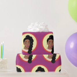 Schwarze Frau, leuchtende Schönheit, Puff Ponytail Geschenkpapier