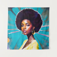 Schwarze Frau mit Afro Hair Melanin Königin Kunst