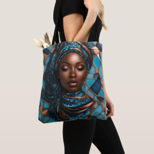 Schwarze Frau Mosiac Blue Copper Tasche