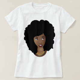Schwarze Frau, natürliches Haar, verärgerter Ausdr T-Shirt