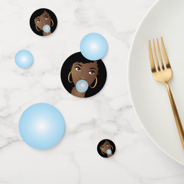 Schwarze Frau Popping Blue Bubblegum Konfetti (Gruppe)