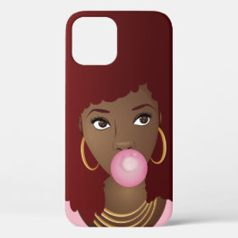 Schwarze Frau, Rotes Afro, Poppingrosa Bubblegum Case-Mate iPhone Hülle
