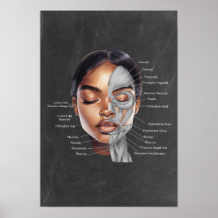 Schwarze Frau Schönheit Gesichtszüge Anatomie Kuns Poster
