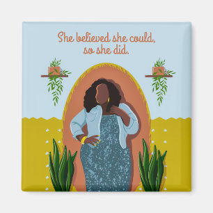 Schwarze Frau, sie glaubte, sie könnte es, also ta Magnet