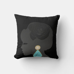 Schwarze Frau Silhouette Dunkler Glamour Kissen
