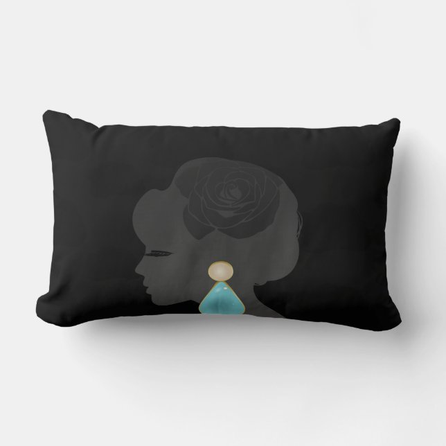 Schwarze Frau Silhouette Dunkler Glamour Lendenkissen (Vorderseite)