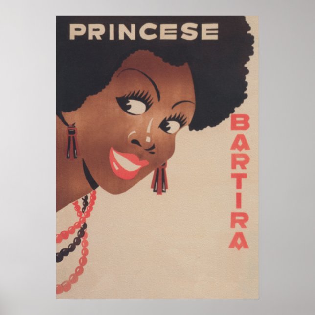 Schwarze Frau Vintag Art Portrait Poster (Vorne)