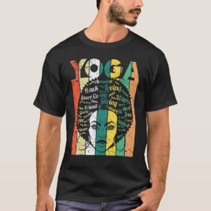 Schwarze Frau Yoga Afro Retro Cool Schwarze Geschi T-Shirt
