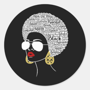 Schwarze Frauen Afro American Black History Month Runder Aufkleber