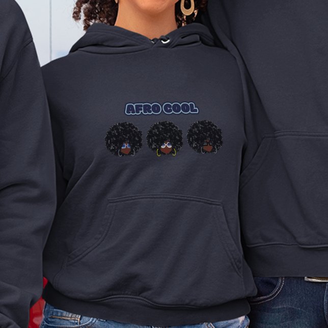 Schwarze Frauen, Afro Cool, Navy Blue Hoodie (Afro Cool - All The Cool Girls)
