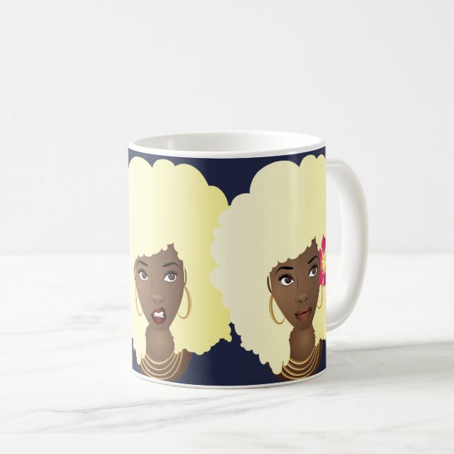 Schwarze Frauen, Blonde Afro, verärgerte Blume Bub Kaffeetasse (VorderseiteRechts)