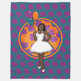 Schwarze Frauen farbenfrohe Balloons Blume Muster  Fleecedecke