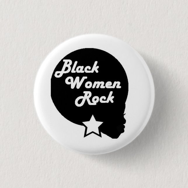 Schwarze Frauen-Felsen! Button (Vorderseite)
