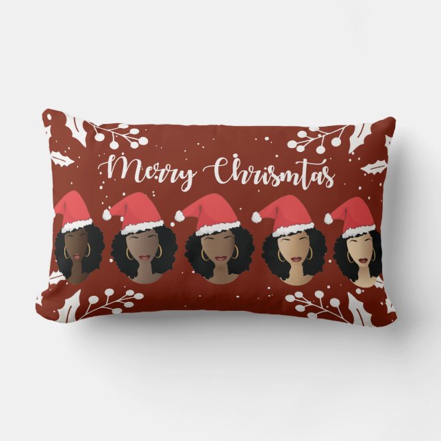 Schwarze Frauen, frohe Weihnachten-Weihnachtsmannm Lendenkissen (Vorderseite)