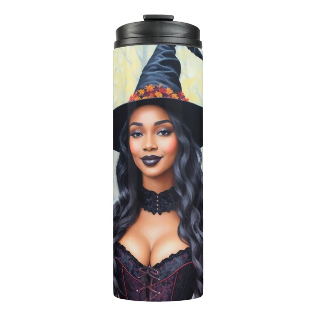 Schwarze Frauen Hexen Herbstlaube Kunst Thermosbecher (Vorderseite)