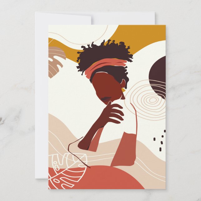 Schwarze Frauen Illustration Kunst, Portrait Print Einladung (Vorderseite)