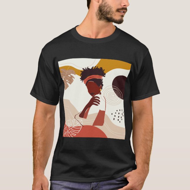 Schwarze Frauen Illustration Kunst, Portrait Print T-Shirt (Vorderseite)