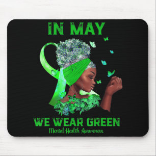 Schwarze Frauen im Mai tragen grüne psychische Ges Mousepad