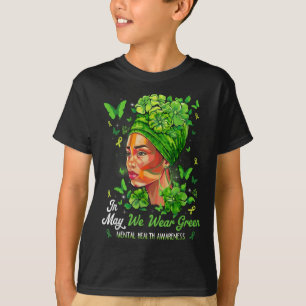 Schwarze Frauen im Mai tragen grüne psychische Ges T-Shirt