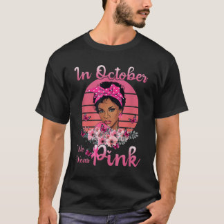 Schwarze Frauen im Oktober tragen rosa Brustkrebs T-Shirt