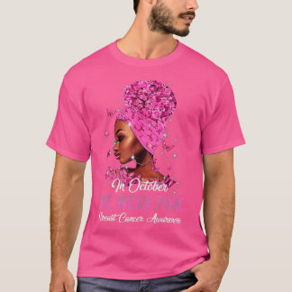Schwarze Frauen im Oktober tragen rosa Brustkrebs T-Shirt
