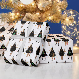 Schwarze Frauen im Schwarzen Weihnachtsbaum-Party Geschenkpapier