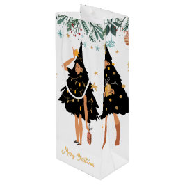 Schwarze Frauen im Schwarzen Weihnachtsbaum-Party Geschenktüte Für Weinflaschen