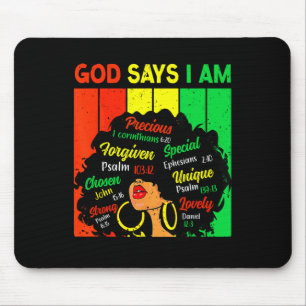 Schwarze Frauen Königin Gott sagt ich bin Melanin Mousepad