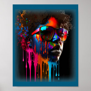 Schwarze Frauen-Königin Melanin tropfende Kunst sc Poster